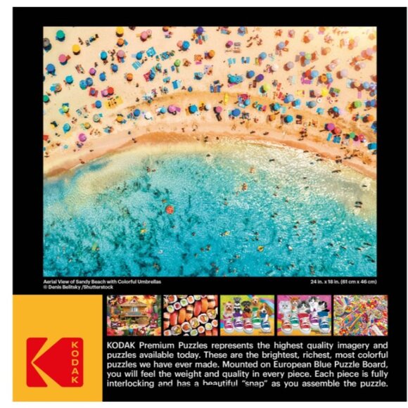 Aerial View of Sandy Beach with Colorful Umbrellas 350 large pieces puzzle - Picture 2 of 4